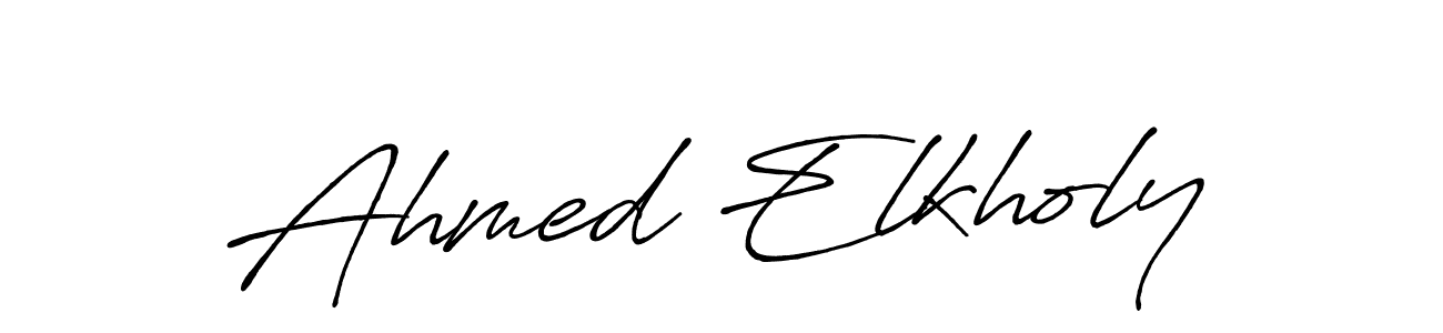 Make a beautiful signature design for name Ahmed Elkholy. With this signature (Antro_Vectra_Bolder) style, you can create a handwritten signature for free. Ahmed Elkholy signature style 7 images and pictures png