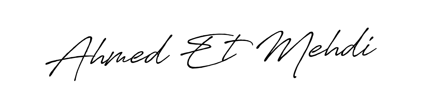 How to make Ahmed Et Mehdi name signature. Use Antro_Vectra_Bolder style for creating short signs online. This is the latest handwritten sign. Ahmed Et Mehdi signature style 7 images and pictures png