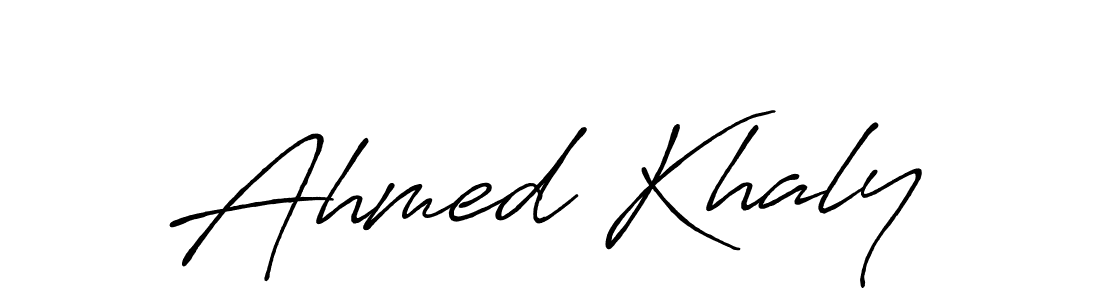 How to make Ahmed Khaly name signature. Use Antro_Vectra_Bolder style for creating short signs online. This is the latest handwritten sign. Ahmed Khaly signature style 7 images and pictures png