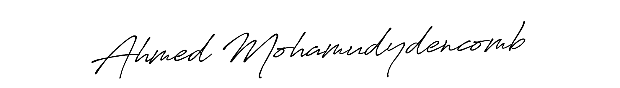 The best way (Antro_Vectra_Bolder) to make a short signature is to pick only two or three words in your name. The name Ahmed Mohamudydencomb include a total of six letters. For converting this name. Ahmed Mohamudydencomb signature style 7 images and pictures png