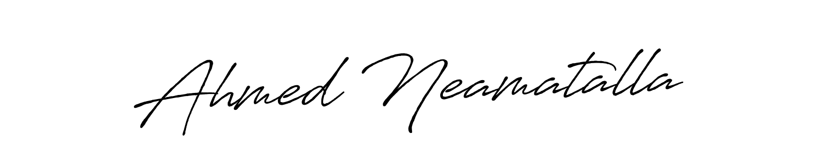 How to make Ahmed Neamatalla name signature. Use Antro_Vectra_Bolder style for creating short signs online. This is the latest handwritten sign. Ahmed Neamatalla signature style 7 images and pictures png