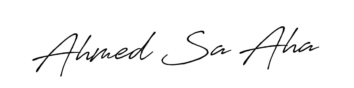 How to make Ahmed Sa Aha name signature. Use Antro_Vectra_Bolder style for creating short signs online. This is the latest handwritten sign. Ahmed Sa Aha signature style 7 images and pictures png