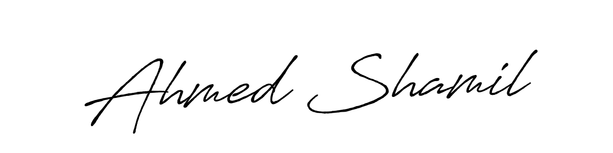 Use a signature maker to create a handwritten signature online. With this signature software, you can design (Antro_Vectra_Bolder) your own signature for name Ahmed Shamil. Ahmed Shamil signature style 7 images and pictures png