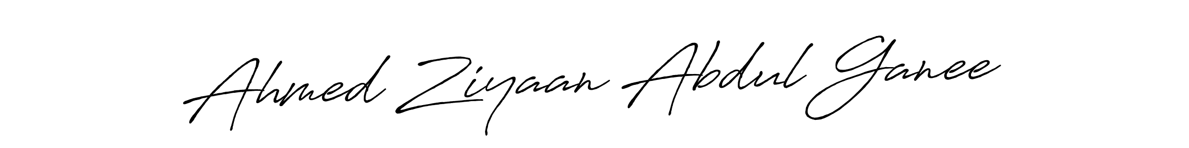 Create a beautiful signature design for name Ahmed Ziyaan Abdul Ganee. With this signature (Antro_Vectra_Bolder) fonts, you can make a handwritten signature for free. Ahmed Ziyaan Abdul Ganee signature style 7 images and pictures png