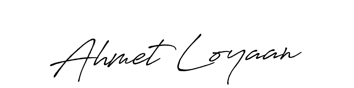 Make a beautiful signature design for name Ahmet Loyaan. With this signature (Antro_Vectra_Bolder) style, you can create a handwritten signature for free. Ahmet Loyaan signature style 7 images and pictures png