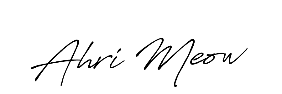 How to make Ahri Meow name signature. Use Antro_Vectra_Bolder style for creating short signs online. This is the latest handwritten sign. Ahri Meow signature style 7 images and pictures png