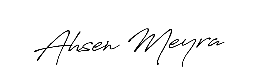 It looks lik you need a new signature style for name Ahsen Meyra. Design unique handwritten (Antro_Vectra_Bolder) signature with our free signature maker in just a few clicks. Ahsen Meyra signature style 7 images and pictures png