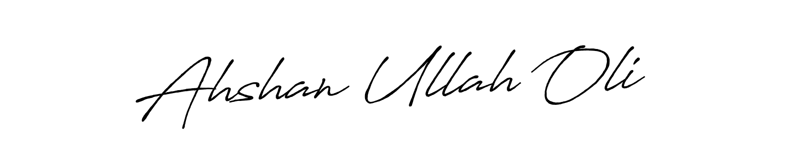 Use a signature maker to create a handwritten signature online. With this signature software, you can design (Antro_Vectra_Bolder) your own signature for name Ahshan Ullah Oli. Ahshan Ullah Oli signature style 7 images and pictures png