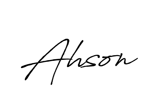Use a signature maker to create a handwritten signature online. With this signature software, you can design (Antro_Vectra_Bolder) your own signature for name Ahson. Ahson signature style 7 images and pictures png
