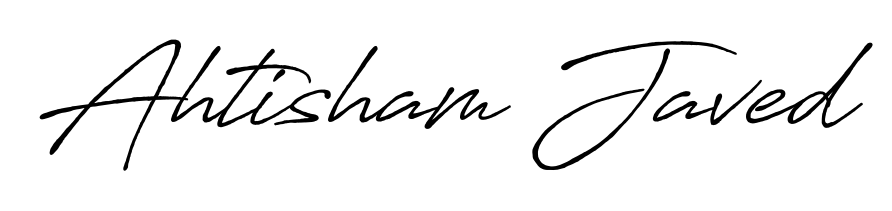 Get inspired by this graceful Antro_Vectra_Bolder signature style for name Ahtisham Javed. Smooth loops and balanced proportions for everyday use. Ahtisham Javed signature style 7 images and pictures png