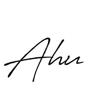 Use a signature maker to create a handwritten signature online. With this signature software, you can design (Antro_Vectra_Bolder) your own signature for name Ahu. Ahu signature style 7 images and pictures png