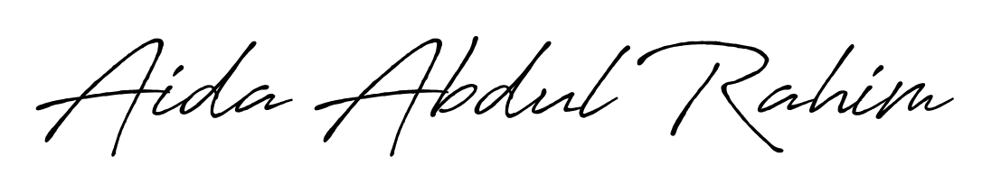 Stand out with a creative autograph for Aida Abdul Rahim. The Antro_Vectra_Bolder styling blends modern aesthetics with classic signature flourishes. Aida Abdul Rahim signature style 7 images and pictures png
