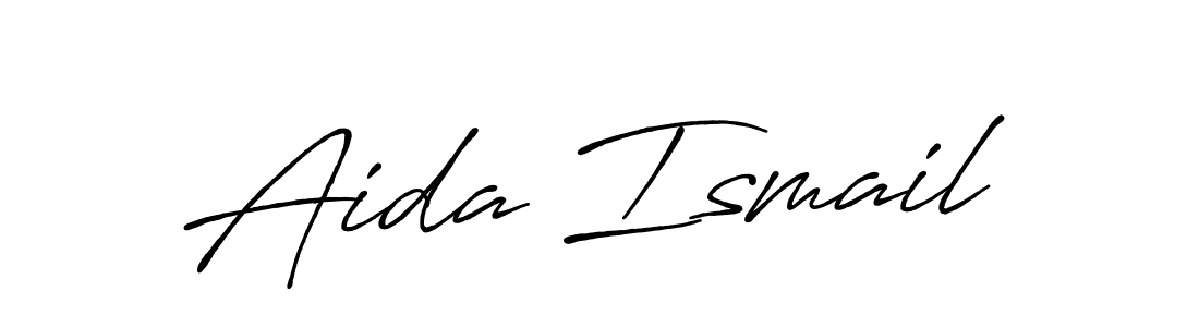 How to make Aida Ismail name signature. Use Antro_Vectra_Bolder style for creating short signs online. This is the latest handwritten sign. Aida Ismail signature style 7 images and pictures png