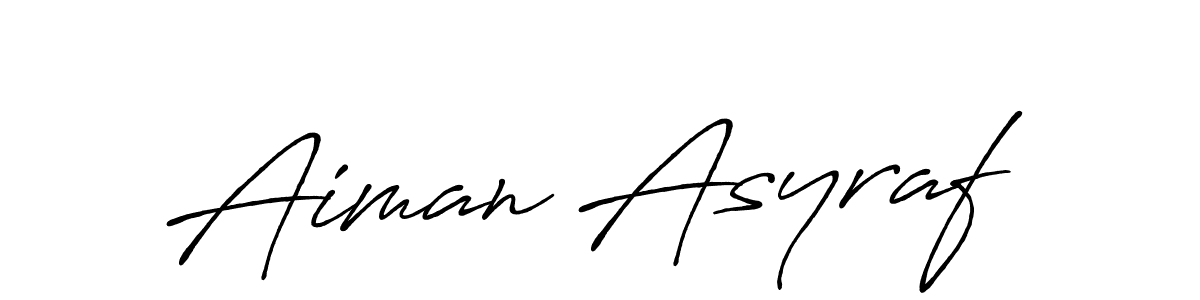 Make a beautiful signature design for name Aiman Asyraf. With this signature (Antro_Vectra_Bolder) style, you can create a handwritten signature for free. Aiman Asyraf signature style 7 images and pictures png