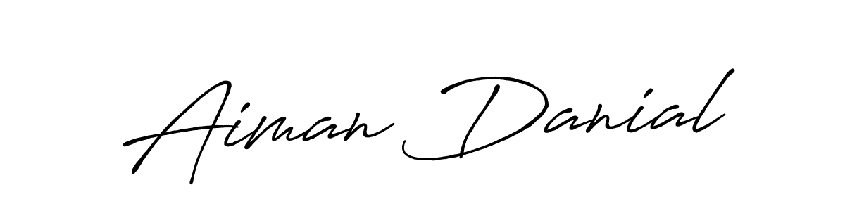 Make a beautiful signature design for name Aiman Danial. With this signature (Antro_Vectra_Bolder) style, you can create a handwritten signature for free. Aiman Danial signature style 7 images and pictures png