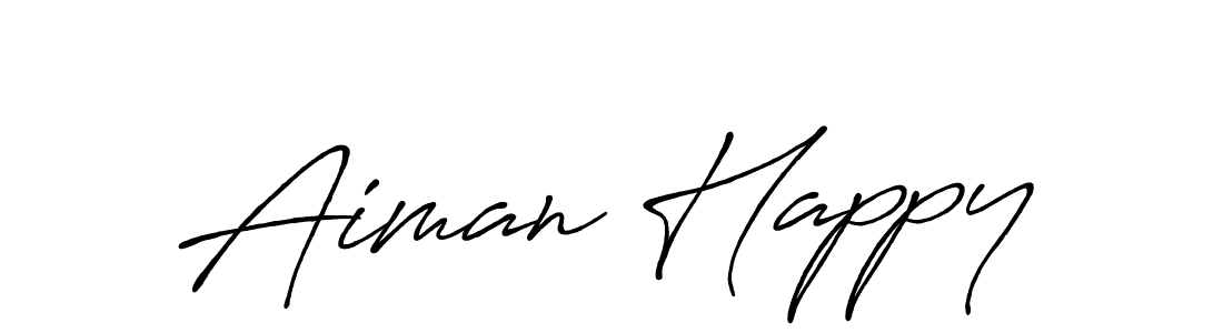 Use a signature maker to create a handwritten signature online. With this signature software, you can design (Antro_Vectra_Bolder) your own signature for name Aiman Happy. Aiman Happy signature style 7 images and pictures png