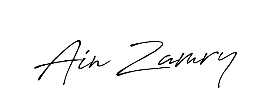How to make Ain Zamry name signature. Use Antro_Vectra_Bolder style for creating short signs online. This is the latest handwritten sign. Ain Zamry signature style 7 images and pictures png