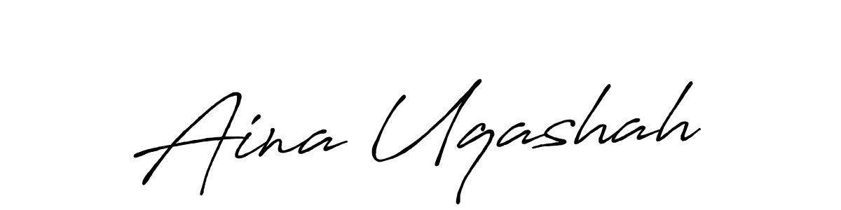 You should practise on your own different ways (Antro_Vectra_Bolder) to write your name (Aina Uqashah) in signature. don't let someone else do it for you. Aina Uqashah signature style 7 images and pictures png