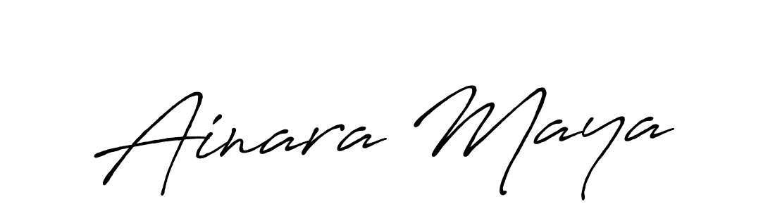 How to make Ainara Maya name signature. Use Antro_Vectra_Bolder style for creating short signs online. This is the latest handwritten sign. Ainara Maya signature style 7 images and pictures png