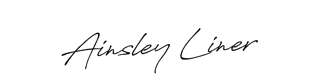 The best way (Antro_Vectra_Bolder) to make a short signature is to pick only two or three words in your name. The name Ainsley Liner include a total of six letters. For converting this name. Ainsley Liner signature style 7 images and pictures png