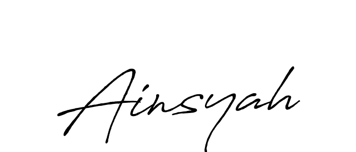 Make a beautiful signature design for name Ainsyah. With this signature (Antro_Vectra_Bolder) style, you can create a handwritten signature for free. Ainsyah signature style 7 images and pictures png