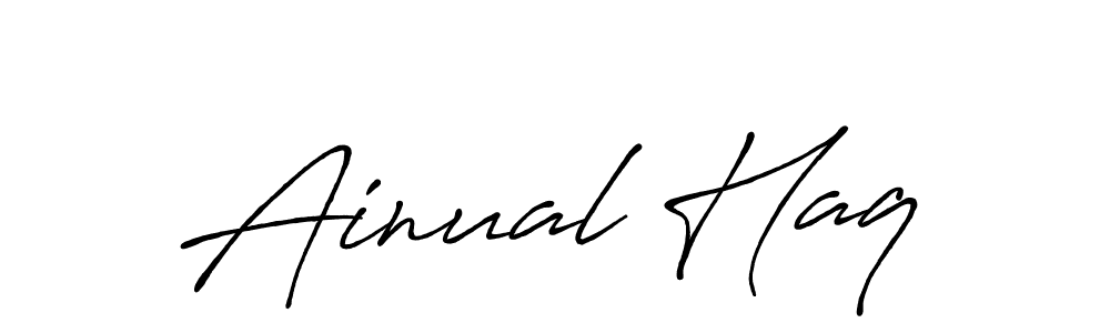 The best way (Antro_Vectra_Bolder) to make a short signature is to pick only two or three words in your name. The name Ainual Haq include a total of six letters. For converting this name. Ainual Haq signature style 7 images and pictures png