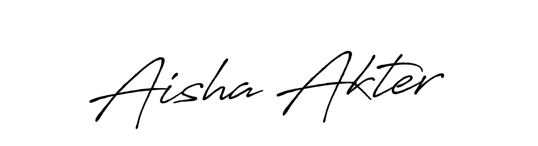 How to make Aisha Akter name signature. Use Antro_Vectra_Bolder style for creating short signs online. This is the latest handwritten sign. Aisha Akter signature style 7 images and pictures png