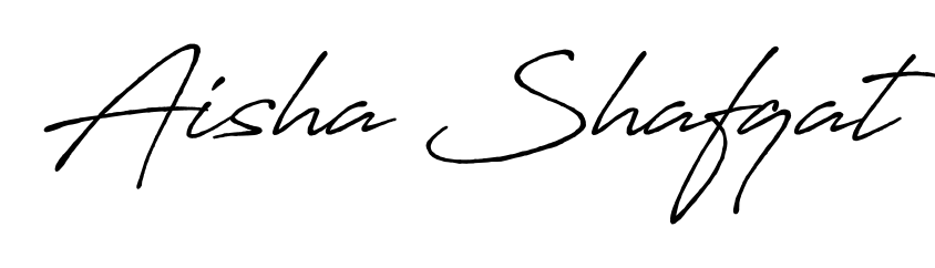 A timeless handwritten aesthetic for Aisha Shafqat. The Antro_Vectra_Bolder font gives your signature a handcrafted feel with natural curves. Aisha Shafqat signature style 7 images and pictures png