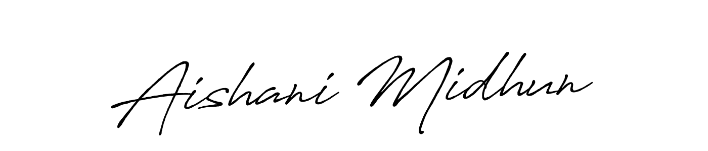 This is the best signature style for the Aishani Midhun name. Also you like these signature font (Antro_Vectra_Bolder). Mix name signature. Aishani Midhun signature style 7 images and pictures png