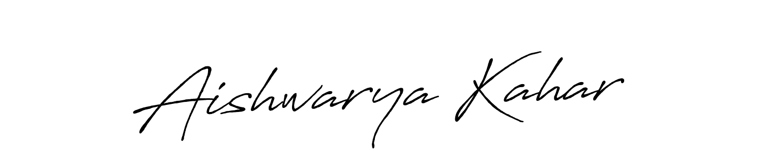 How to make Aishwarya Kahar name signature. Use Antro_Vectra_Bolder style for creating short signs online. This is the latest handwritten sign. Aishwarya Kahar signature style 7 images and pictures png