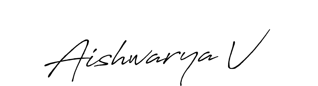 Use a signature maker to create a handwritten signature online. With this signature software, you can design (Antro_Vectra_Bolder) your own signature for name Aishwarya V. Aishwarya V signature style 7 images and pictures png