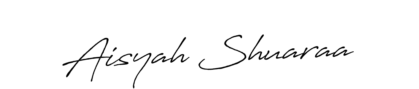 The best way (Antro_Vectra_Bolder) to make a short signature is to pick only two or three words in your name. The name Aisyah Shuaraa include a total of six letters. For converting this name. Aisyah Shuaraa signature style 7 images and pictures png