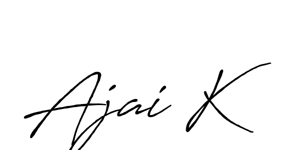 How to make Ajai K name signature. Use Antro_Vectra_Bolder style for creating short signs online. This is the latest handwritten sign. Ajai K signature style 7 images and pictures png