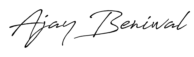 Looking for an artistic signature for Ajay Beniwal? The Antro_Vectra_Bolder calligraphy style gives a sophisticated flow suitable for business cards and emails. Ajay Beniwal signature style 7 images and pictures png