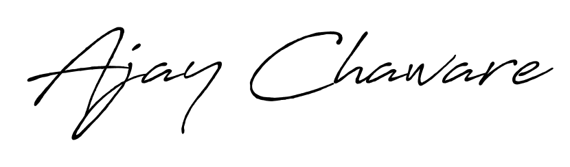 Create your official email sign-off with Ajay Chaware name in Antro_Vectra_Bolder style. Crisp, clean, and perfectly legible across all screens. Ajay Chaware signature style 7 images and pictures png