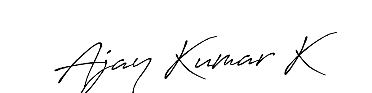 How to make Ajay Kumar K name signature. Use Antro_Vectra_Bolder style for creating short signs online. This is the latest handwritten sign. Ajay Kumar K signature style 7 images and pictures png