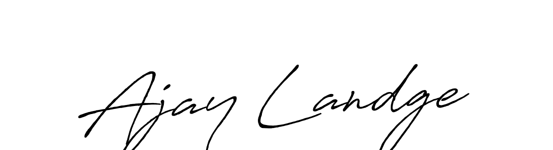 How to make Ajay Landge name signature. Use Antro_Vectra_Bolder style for creating short signs online. This is the latest handwritten sign. Ajay Landge signature style 7 images and pictures png