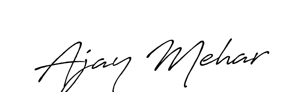 How to make Ajay Mehar name signature. Use Antro_Vectra_Bolder style for creating short signs online. This is the latest handwritten sign. Ajay Mehar signature style 7 images and pictures png