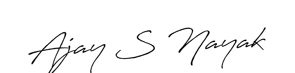 The best way (Antro_Vectra_Bolder) to make a short signature is to pick only two or three words in your name. The name Ajay S Nayak include a total of six letters. For converting this name. Ajay S Nayak signature style 7 images and pictures png