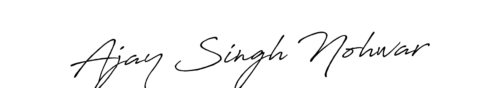 The best way (Antro_Vectra_Bolder) to make a short signature is to pick only two or three words in your name. The name Ajay Singh Nohwar include a total of six letters. For converting this name. Ajay Singh Nohwar signature style 7 images and pictures png