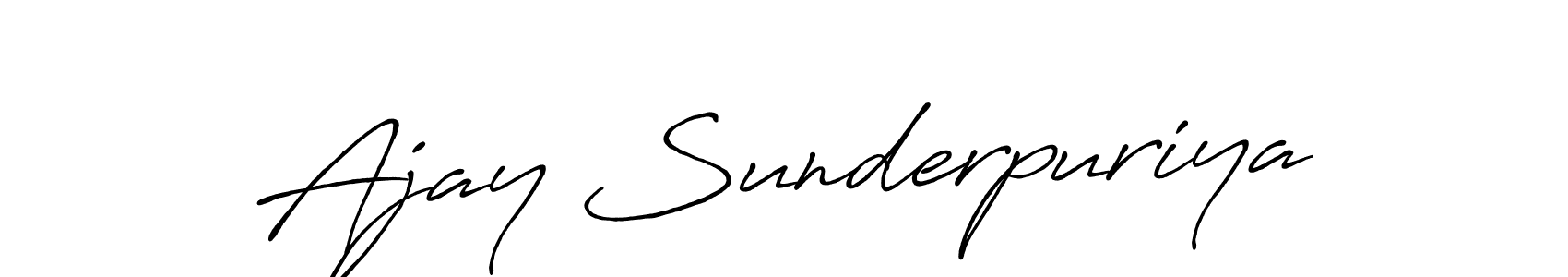 How to make Ajay Sunderpuriya name signature. Use Antro_Vectra_Bolder style for creating short signs online. This is the latest handwritten sign. Ajay Sunderpuriya signature style 7 images and pictures png