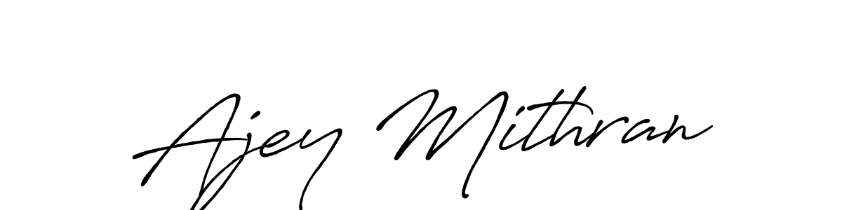 The best way (Antro_Vectra_Bolder) to make a short signature is to pick only two or three words in your name. The name Ajey Mithran include a total of six letters. For converting this name. Ajey Mithran signature style 7 images and pictures png