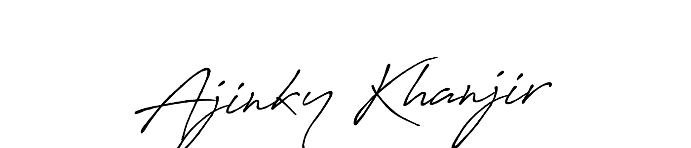 How to make Ajinky Khanjir name signature. Use Antro_Vectra_Bolder style for creating short signs online. This is the latest handwritten sign. Ajinky Khanjir signature style 7 images and pictures png