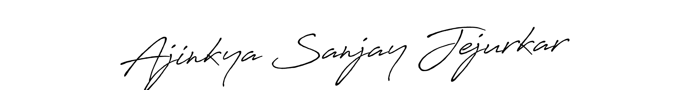 The best way (Antro_Vectra_Bolder) to make a short signature is to pick only two or three words in your name. The name Ajinkya Sanjay Jejurkar include a total of six letters. For converting this name. Ajinkya Sanjay Jejurkar signature style 7 images and pictures png