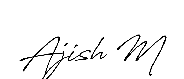 Similarly Antro_Vectra_Bolder is the best handwritten signature design. Signature creator online .You can use it as an online autograph creator for name Ajish M. Ajish M signature style 7 images and pictures png