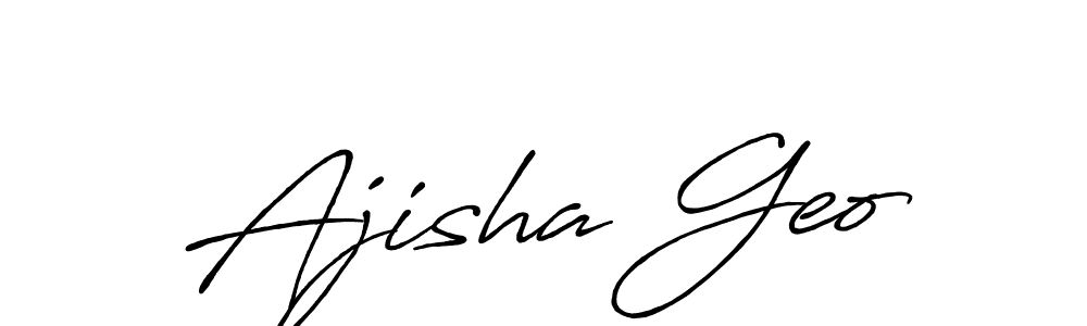 The best way (Antro_Vectra_Bolder) to make a short signature is to pick only two or three words in your name. The name Ajisha Geo include a total of six letters. For converting this name. Ajisha Geo signature style 7 images and pictures png