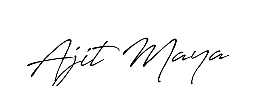 How to make Ajit Maya name signature. Use Antro_Vectra_Bolder style for creating short signs online. This is the latest handwritten sign. Ajit Maya signature style 7 images and pictures png