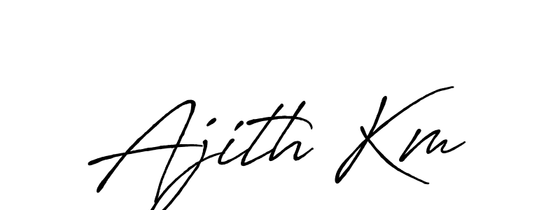 Use a signature maker to create a handwritten signature online. With this signature software, you can design (Antro_Vectra_Bolder) your own signature for name Ajith Km. Ajith Km signature style 7 images and pictures png