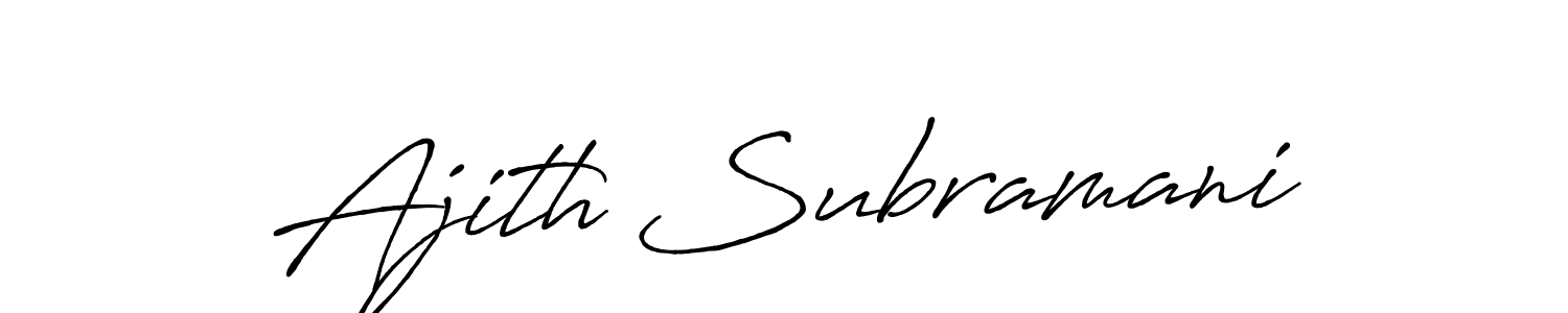 Antro_Vectra_Bolder is a professional signature style that is perfect for those who want to add a touch of class to their signature. It is also a great choice for those who want to make their signature more unique. Get Ajith Subramani name to fancy signature for free. Ajith Subramani signature style 7 images and pictures png
