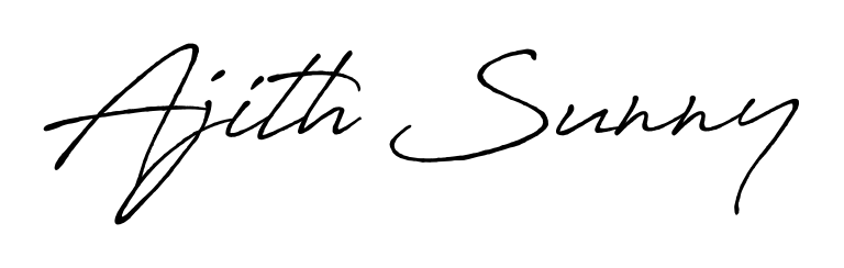 Download transparent PNG signature for name Ajith Sunny styled with Antro_Vectra_Bolder font. Ready to paste directly into PDF and Word agreements. Ajith Sunny signature style 7 images and pictures png